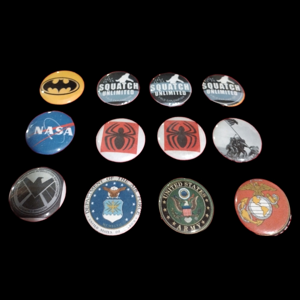 Twelve Assorted Themes One Inch Buttons - Picture 2 of 9